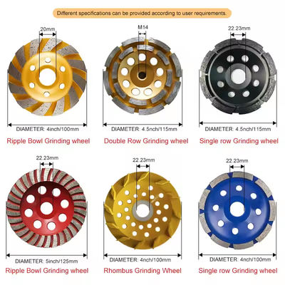 4 pulgadas de diamante de molienda de placa de disco para el molinillo de aderezo en M14 o 5/8 "-11 hilo