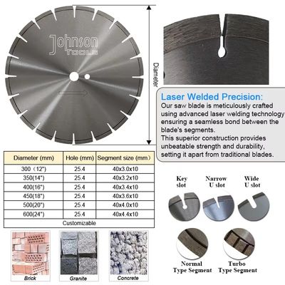 10" laser soldó con autógena a Diamond Blade With Hexagon Hole concreto