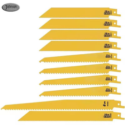 10 piezas de varios tamaños Bi-metal Reciprocating Saw Blades Combinación de conjunto para el corte de madera y metal