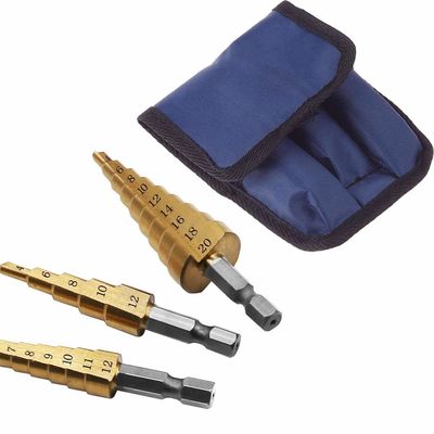 broca cubierta titanio de la base del paso de 3pcs Hss4241 fijada para la perforación del metal